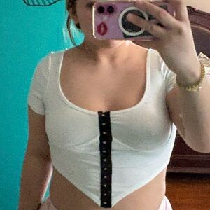 Papaya White Crop Top with Black Detail
